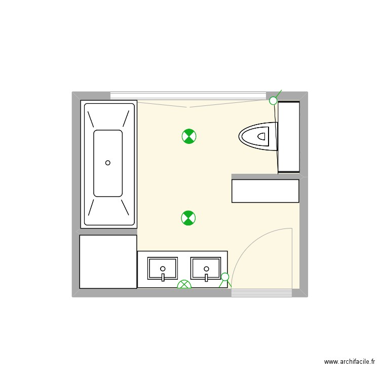 Salle de Bain Enfants 2. Plan de 1 pièce et 7 m2