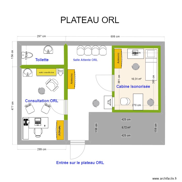 CDL plateau ORL 2. Plan de 2 pièces et 17 m2