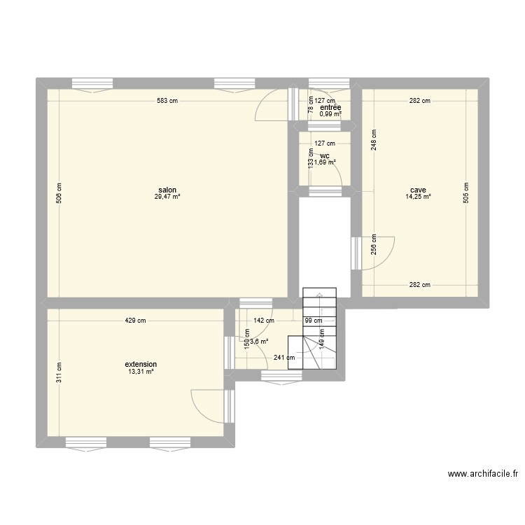 maison. Plan de 6 pièces et 63 m2