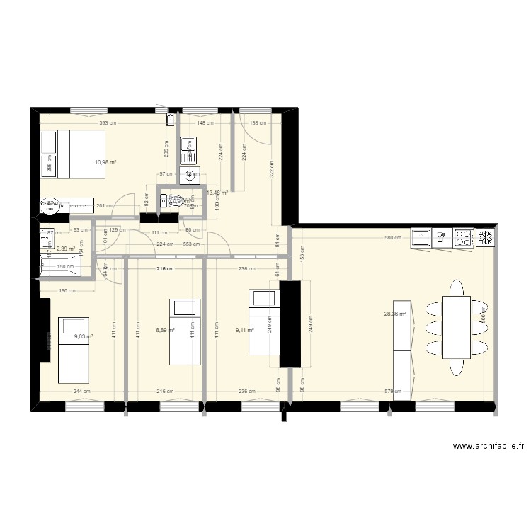 plan 2dbg 9 09 v2. Plan de 8 pièces et 83 m2