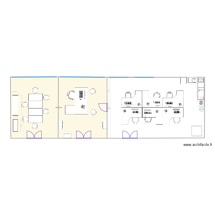 Biotech3. Plan de 1 pièce et 55 m2