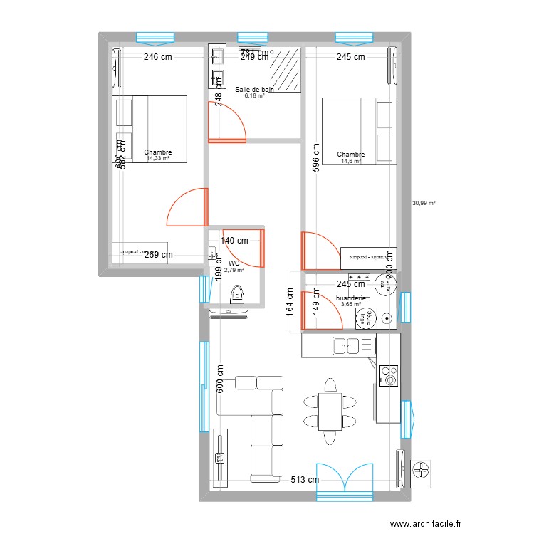 projet gap. Plan de 6 pièces et 119 m2