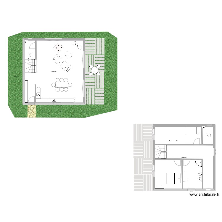 Maison 1. Plan de 2 pièces et 120 m2