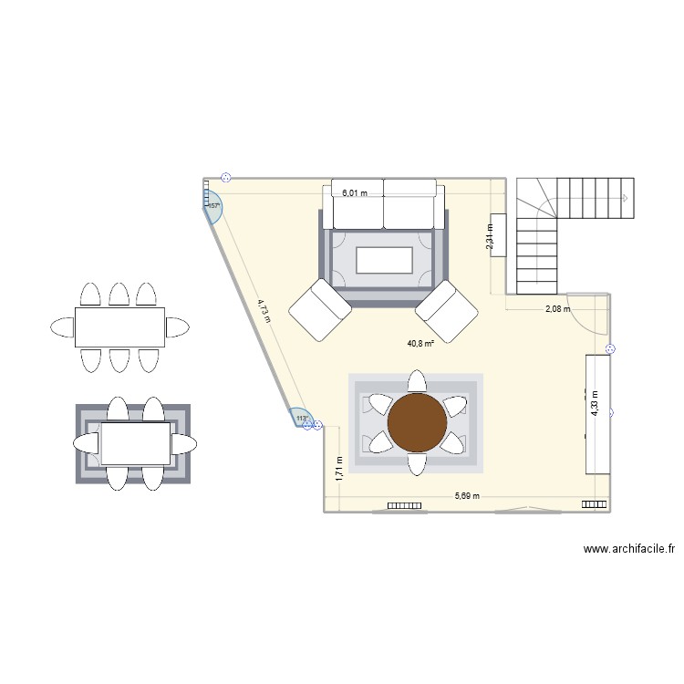 clos des charemelles Le Vesinet. Plan de 1 pièce et 41 m2