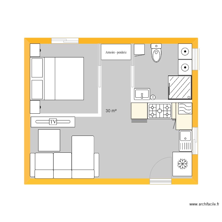 MAISON 6X5. Plan de 1 pièce et 30 m2