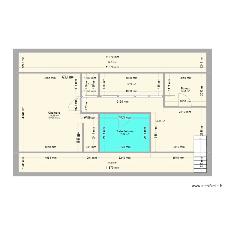 Plan étage. Plan de 8 pièces et 86 m2