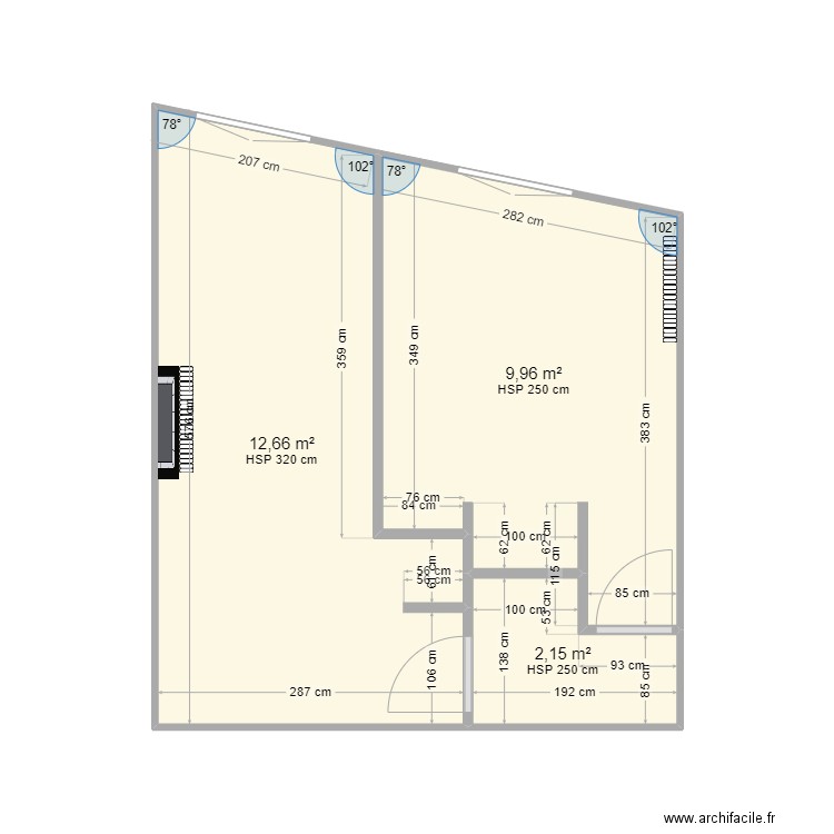 chambre enfants elec. Plan de 3 pièces et 25 m2