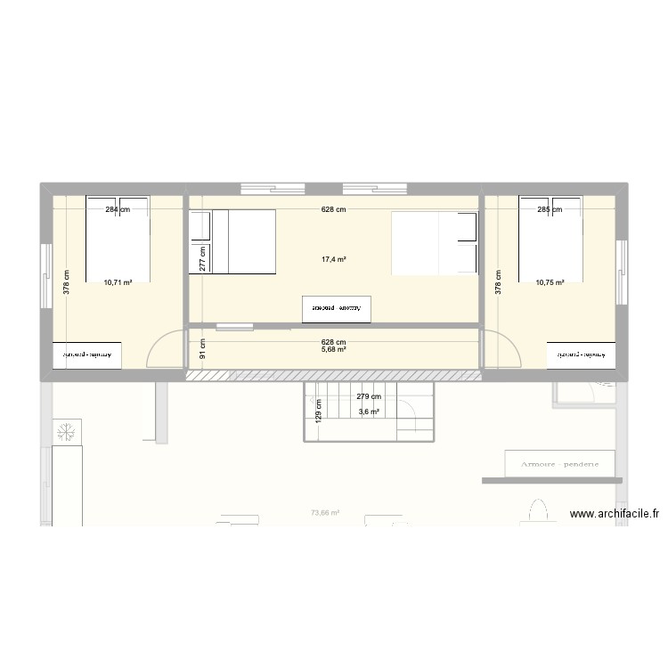 6FC. Plan de 11 pièces et 164 m2