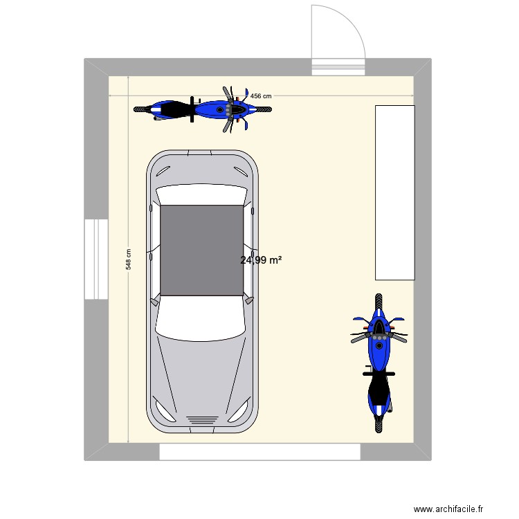 garage. Plan de 1 pièce et 25 m2