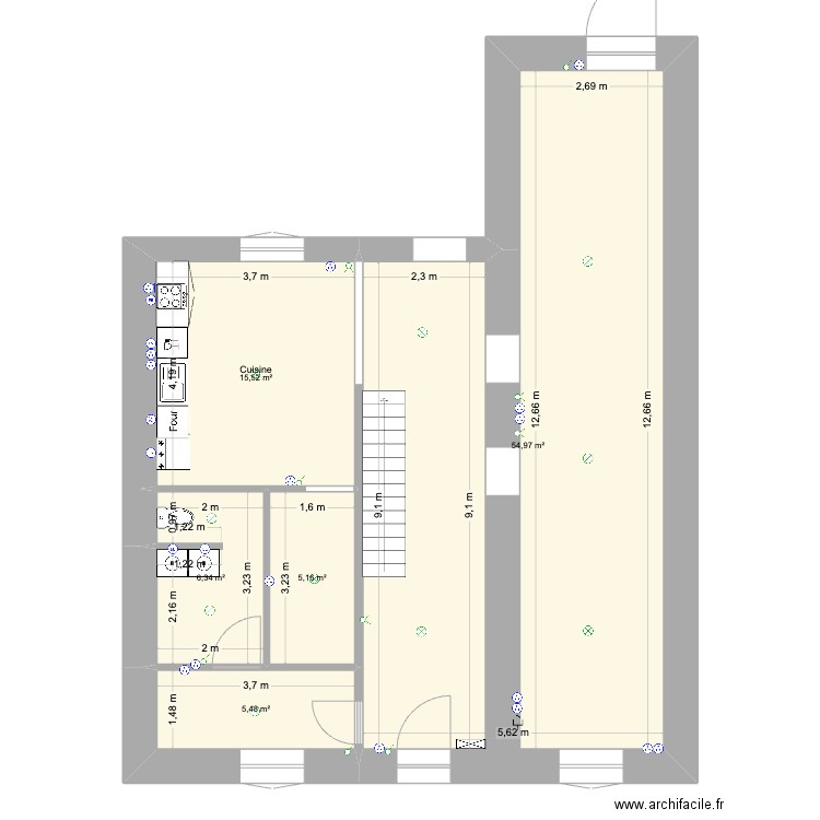 RDC ELEC. Plan de 5 pièces et 87 m2