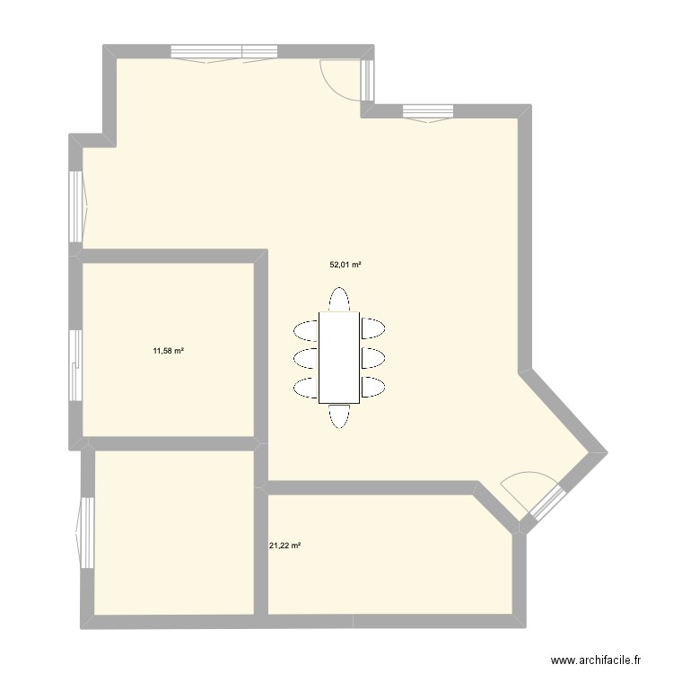 plateau travaux. Plan de 1 pièce et 90 m2