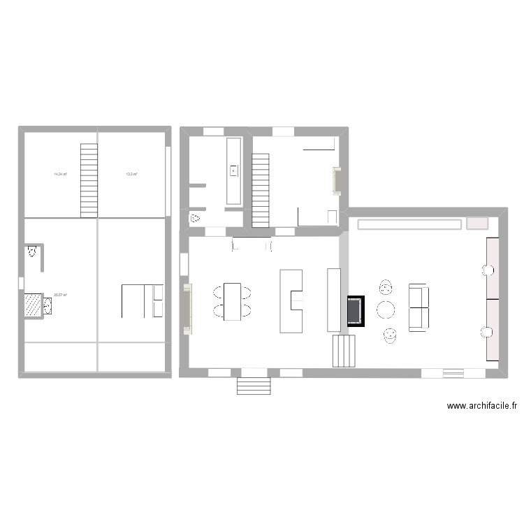 MAISON. Plan de 8 pièces et 98 m2