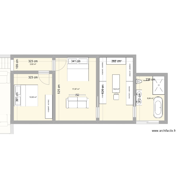 YACHA 1 bis. Plan de 14 pièces et 209 m2