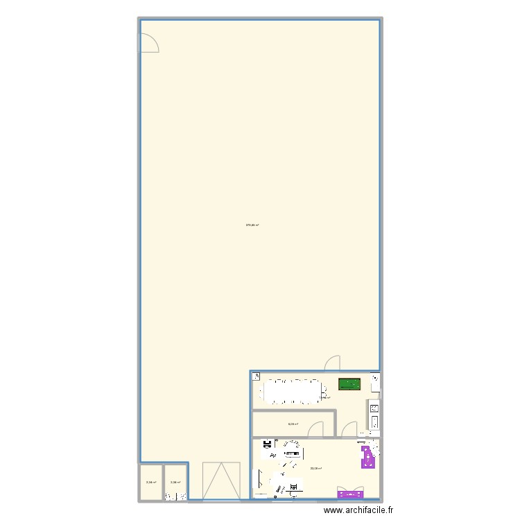 locaux entreprise. Plan de 6 pièces et 329 m2