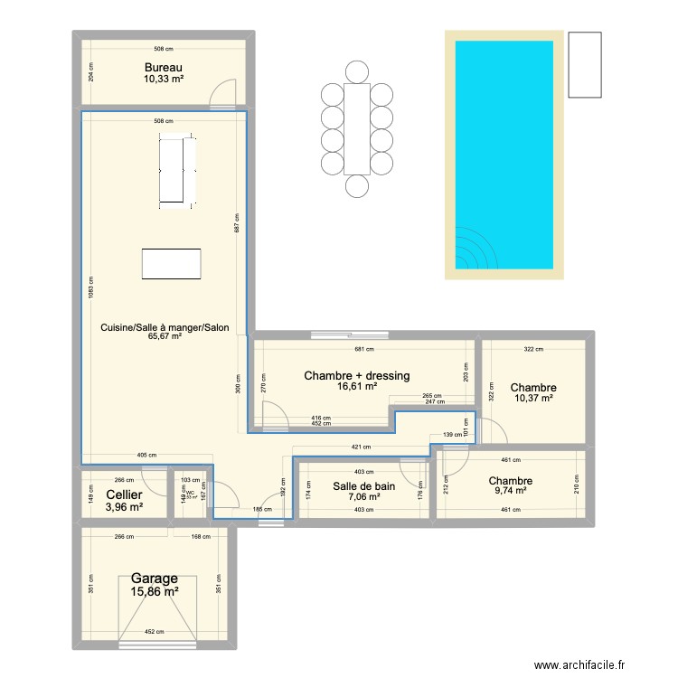 V3.1. Plan de 9 pièces et 141 m2