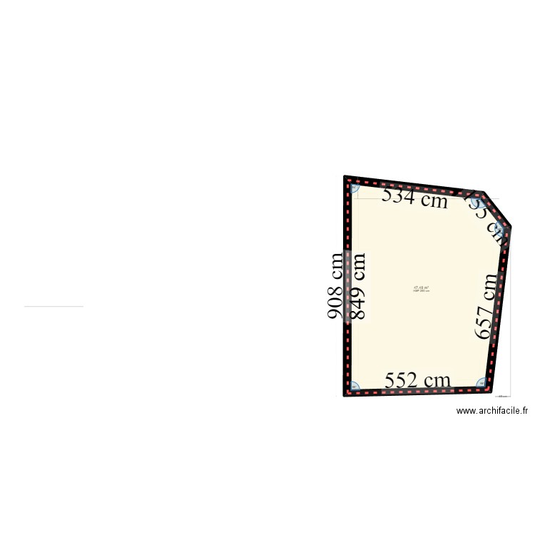 Apartmnt T2 nu - n° 110. Plan de 1 pièce et 47 m2