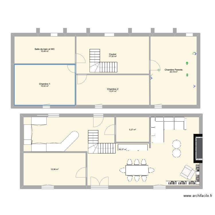 Réaménagement. Plan de 8 pièces et 152 m2