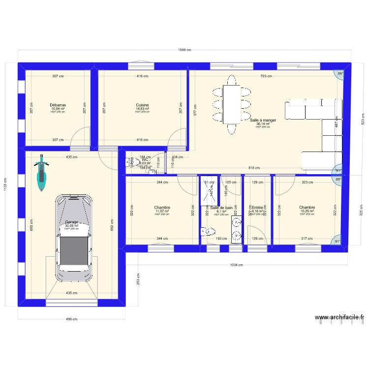 maison etudiant. Plan de 9 pièces et 126 m2