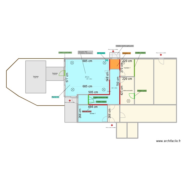 ARCLY. Plan de 17 pièces et 194 m2