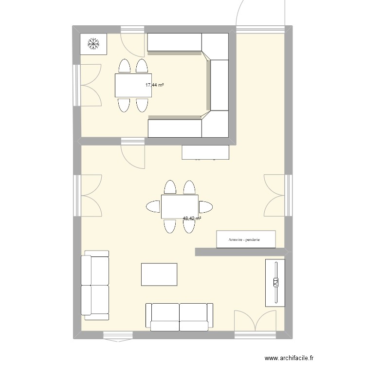 Projet maison. Plan de 2 pièces et 66 m2