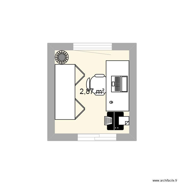 BUREAU. Plan de 1 pièce et 3 m2