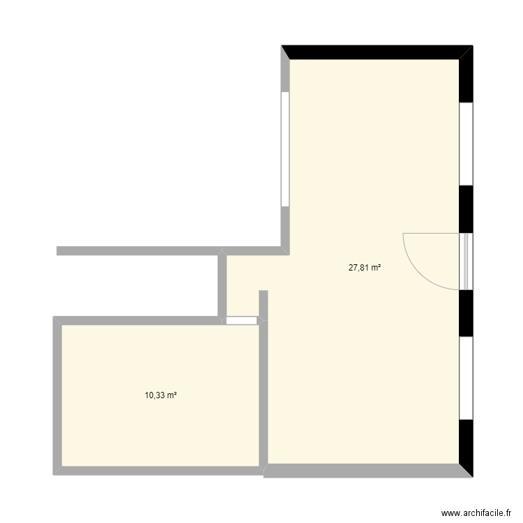 maison. Plan de 2 pièces et 38 m2