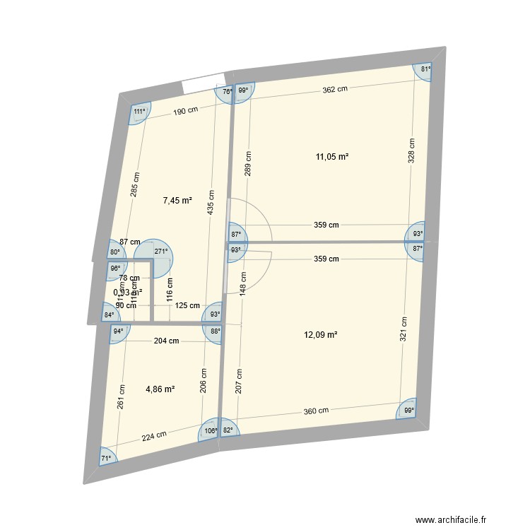 Maison. Plan de 5 pièces et 36 m2