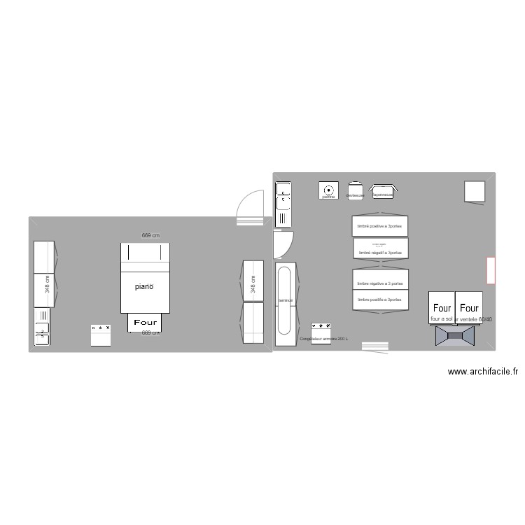 boulagerie rabat. Plan de 2 pièces et 52 m2