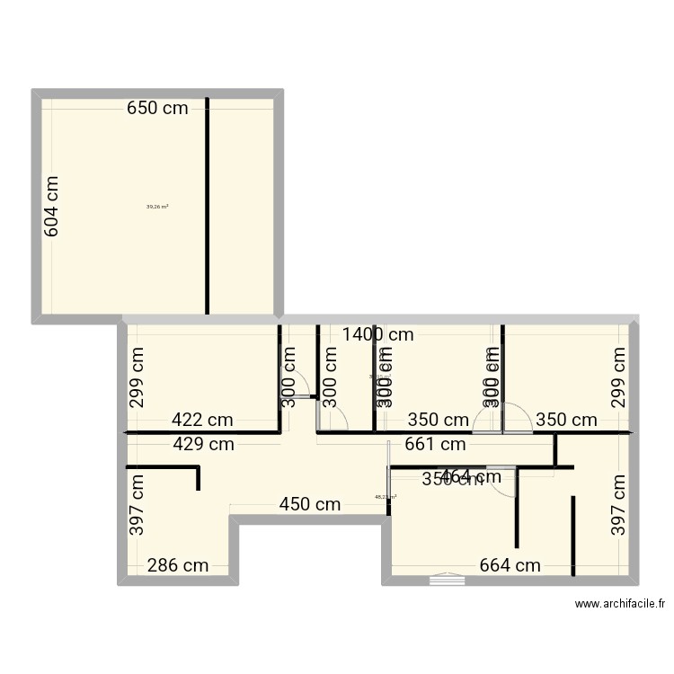 plan maison en U. Plan de 3 pièces et 127 m2