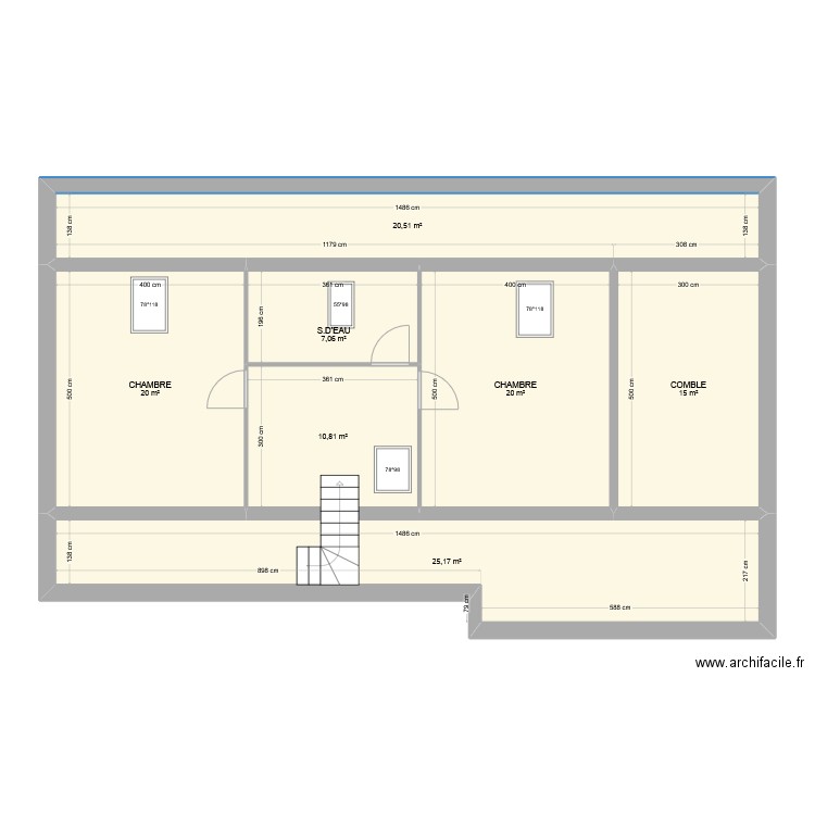 Plan Actuel. Plan de 7 pièces et 119 m2