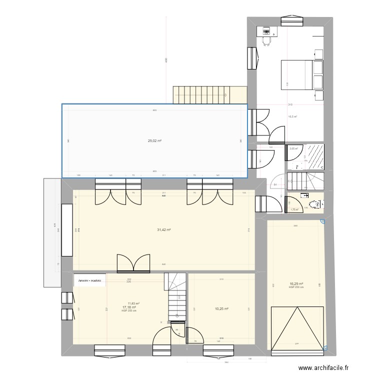 Projet_RDF_RDC_007.5 avec escalier. Plan de 6 pièces et 106 m2