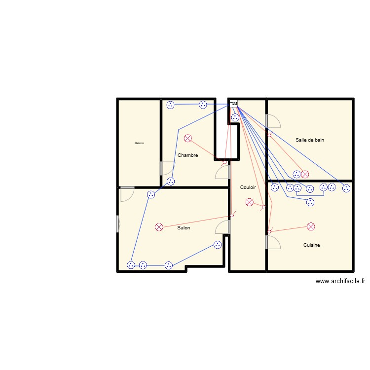 Appartement Chevalier. Plan de 6 pièces et 137 m2