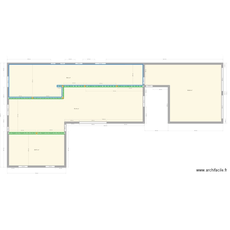 ALEX mur nu. Plan de 4 pièces et 216 m2