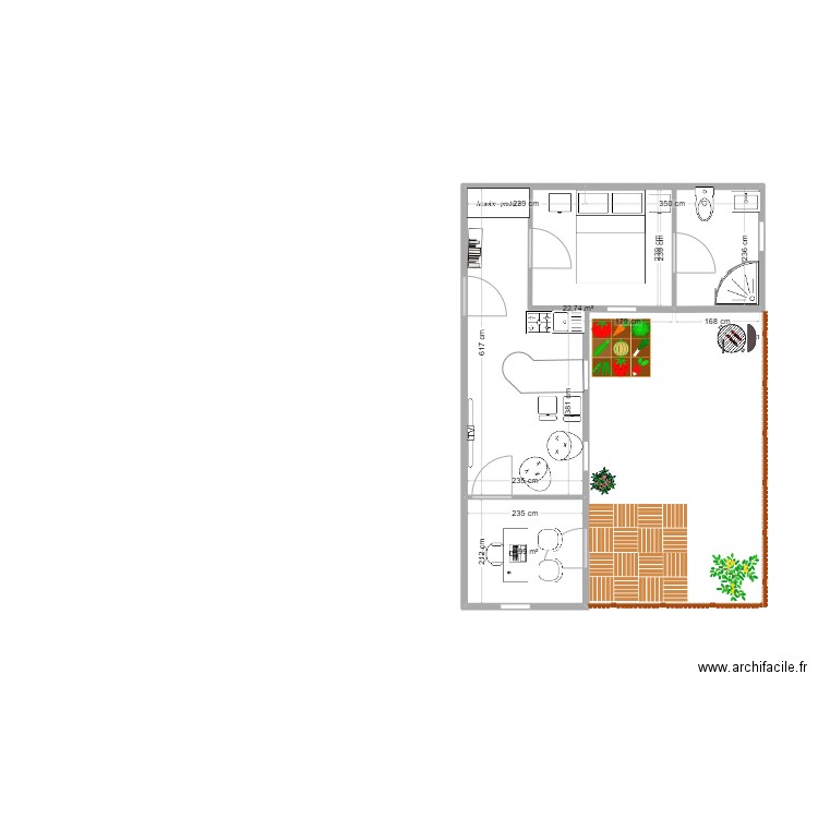 Projet BTP. Plan de 2 pièces et 28 m2