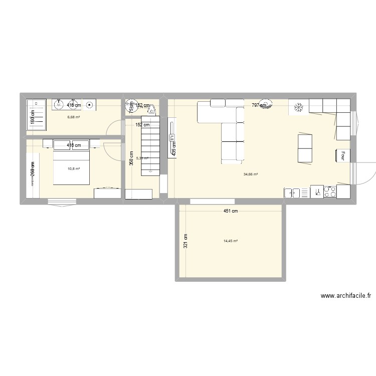 extension 2. Plan de 6 pièces et 73 m2