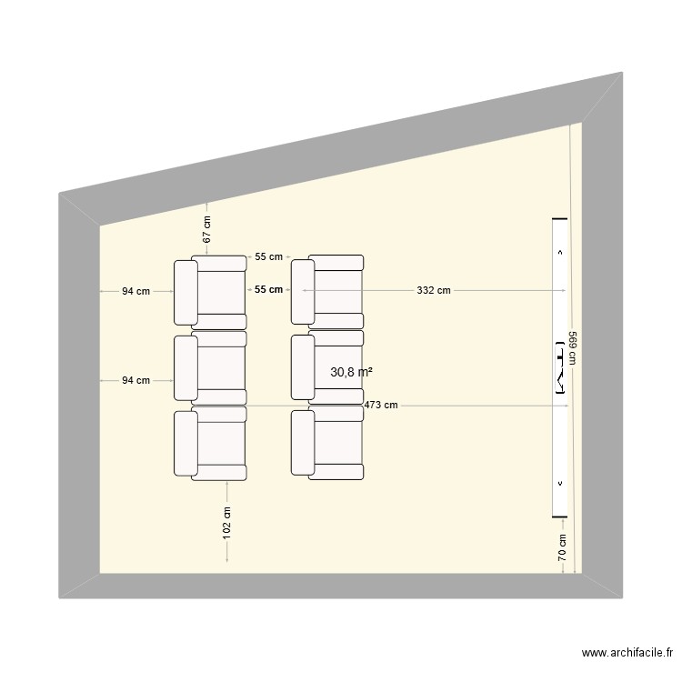 CINE 01. Plan de 1 pièce et 31 m2