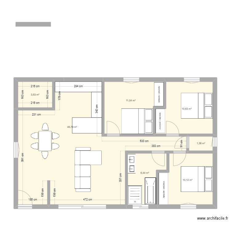 MAISON 90m2-2. Plan de 7 pièces et 89 m2