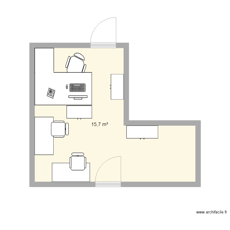 bureau. Plan de 1 pièce et 16 m2