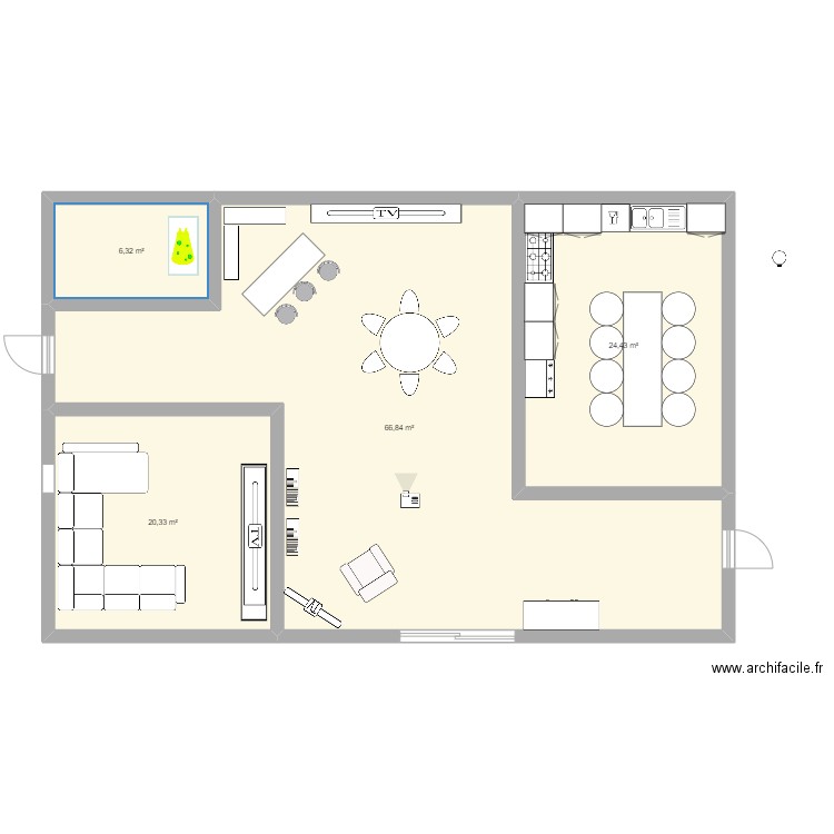 ESPACE JEUNES. Plan de 4 pièces et 118 m2