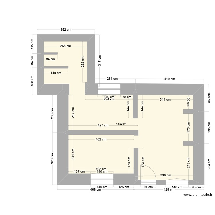 MAISON 1. Plan de 1 pièce et 44 m2