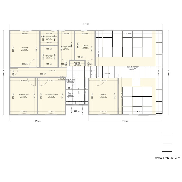 plan carrelage BRAOJOS 60x120. Plan de 13 pièces et 123 m2