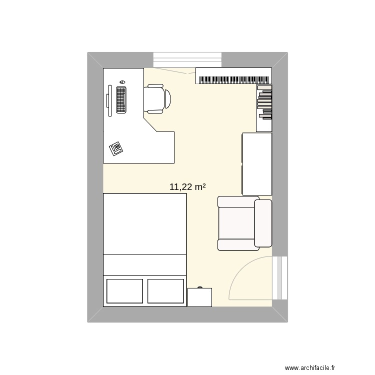 Chambre 2. Plan de 1 pièce et 11 m2