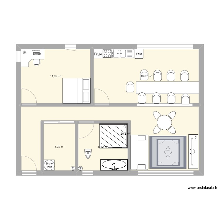 MAISON SANTINO. Plan de 5 pièces et 59 m2