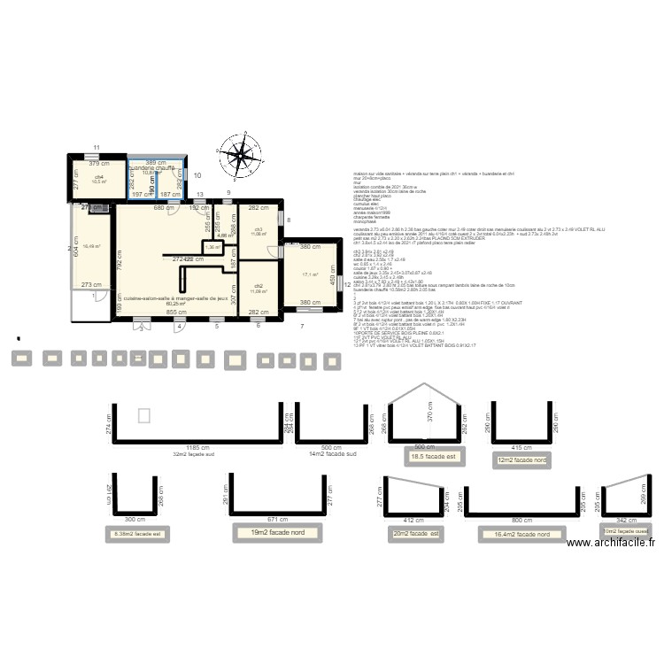 plan moret. Plan de 34 pièces et 174 m2