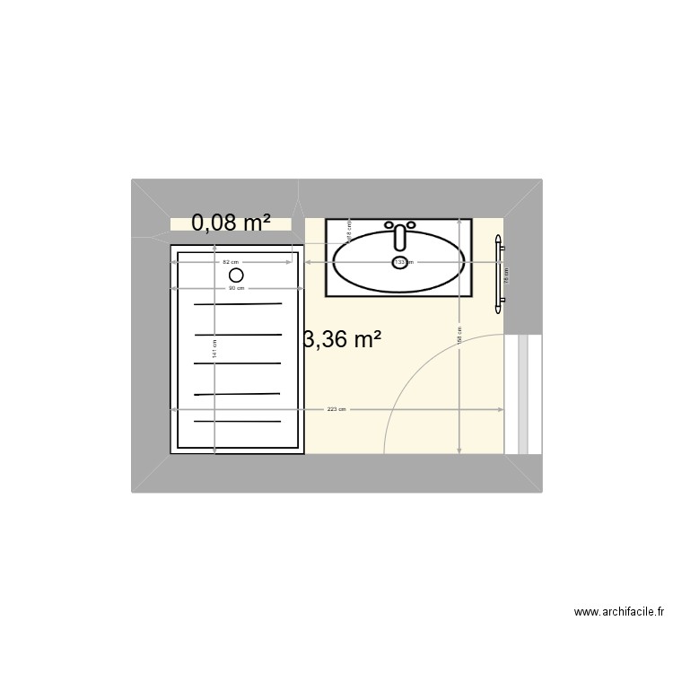 couture . Plan de 2 pièces et 3 m2