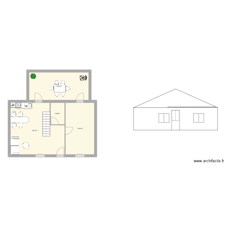 Petite  Maison. Plan de 5 pièces et 96 m2