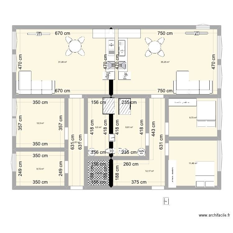 Plan architecte . Plan de 11 pièces et 148 m2