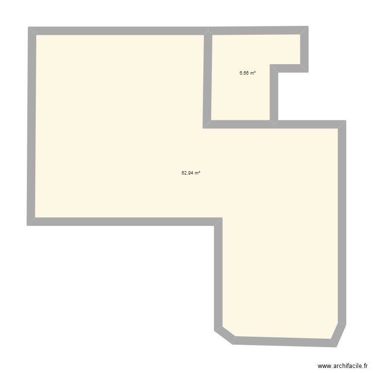 buanderie. Plan de 2 pièces et 70 m2