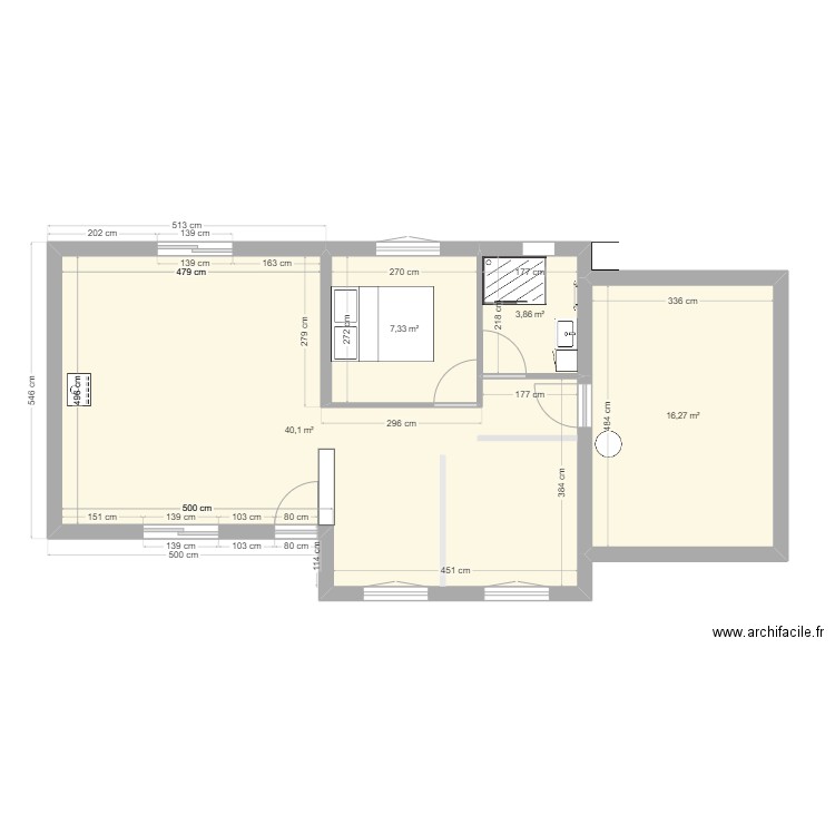 Plan maison 2. Plan de 4 pièces et 68 m2