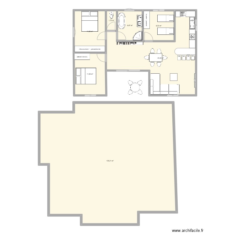 BENGALOW 2. Plan de 7 pièces et 216 m2